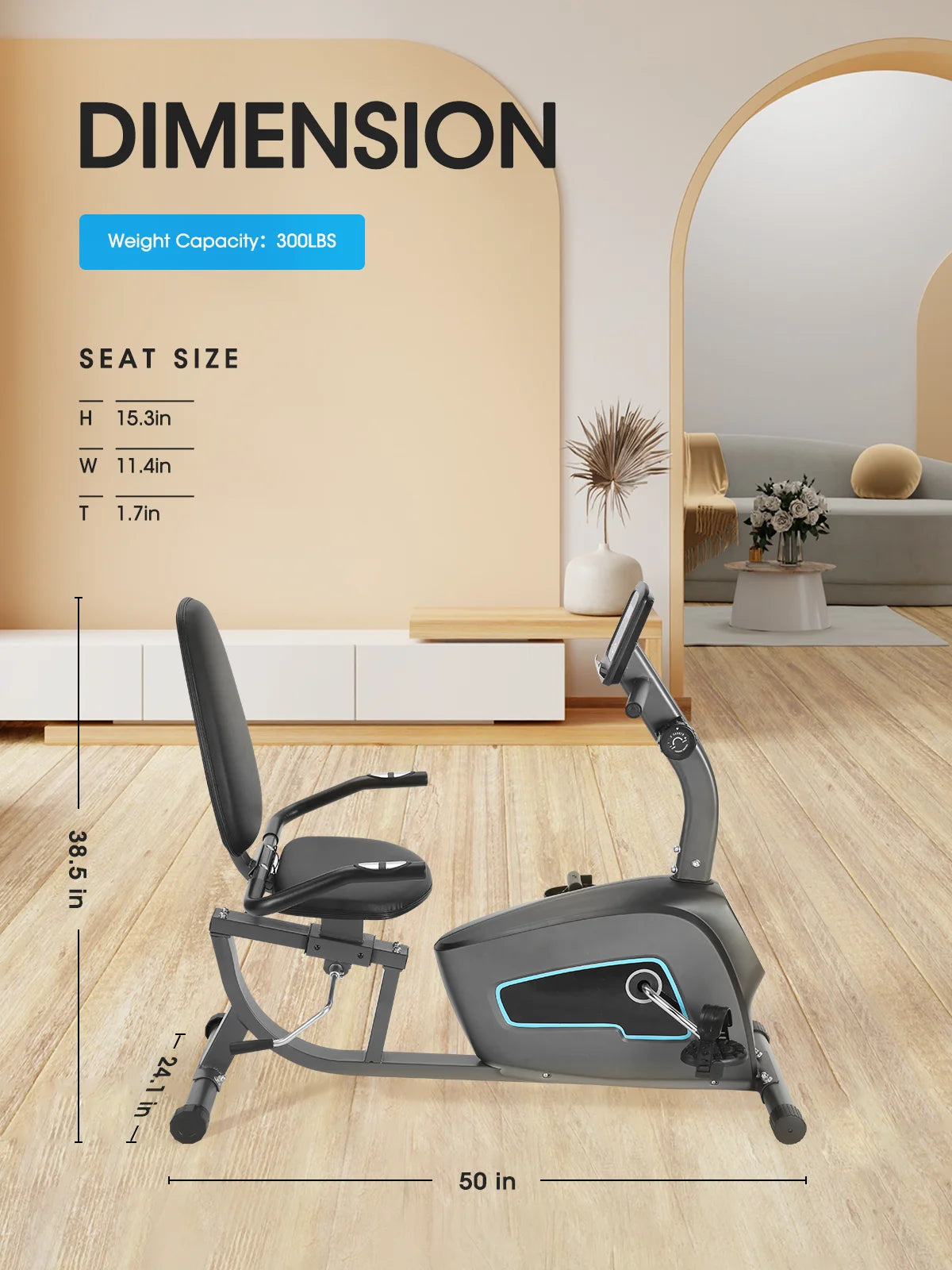 Exercise Bike Recumbent Indoor Stationary Exercise Bike for Home Use with Pluse Monitor Tablet Holder